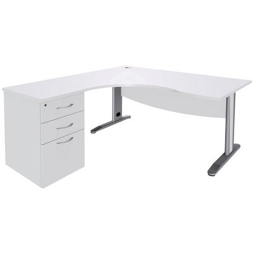 Pack Quatuor Pied L Métal Asym 180 Ret G+caiss Hb 60 Blanc/alu - Manutan Expert