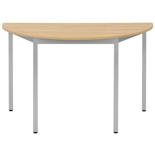 table universalis demi-rond 140x70 plt chêne/9006 aluminium