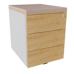 Caisson Mobile 3 Tiroirs Acier Argent/chêne Auth./taupe - Clen