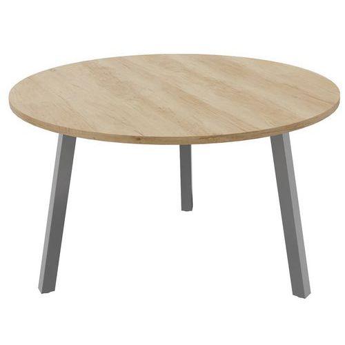 Table De Réunion Ronde D.120cm Partage Chêne Nebraska / Alu - Buronomic
