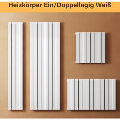 Design Flach Heizkörper Weiß Paneelheizkörper 1600x465mm Vertikal Doppellagig 1406 Watt - Sonni