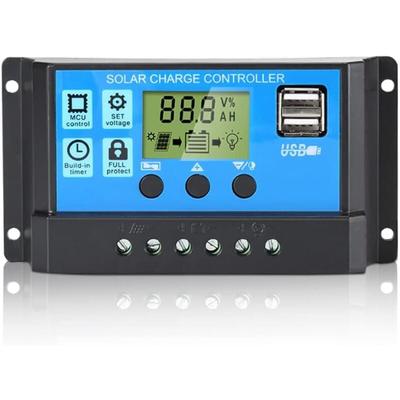 PWM-Solarpanel-Laderegler, 12 V/24 V, 30 A, LCD-Display, Dual-USB-Anschluss Image