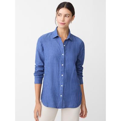 J.McLaughlin Women's Britt Linen Shirt Dark Chambray, Size Medium