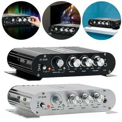 ST-838 HiFi 2.1 Channel Power Amplifier Bass and Treble Adjustment 80W*2 Stereo Bass Sound Amp