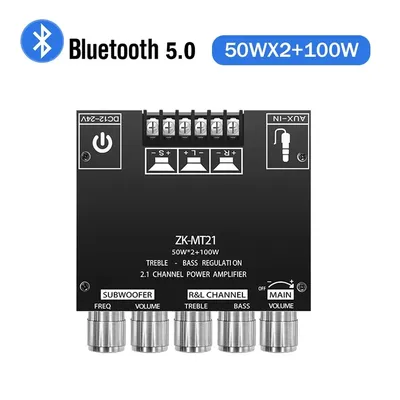 ZK-MT21 2.1Channel Bluetooth Amplifier Board 50Wx2+100W HiFi Subwoofer Stereo Amplifier Board