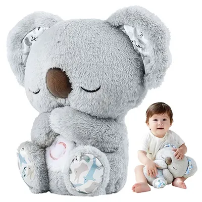 Breathing Koala with Light Sound Baby Stuffed Animal Crib Toy Cute Sleeping Relief Koala Newborn