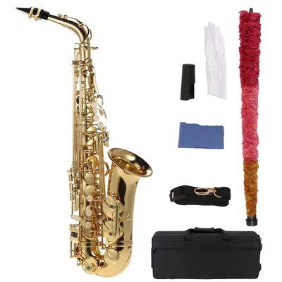 Eb Alto Saxophone Brass Lacquered Gold E Flat Sax 802 Key Type Woodwind Instrument with Brush Cloth