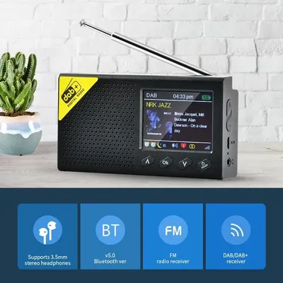 Portable Digital Radio Bluetooth-compatible 5.0 Broadcasting Player DAB/FM Receiver Rechargeable