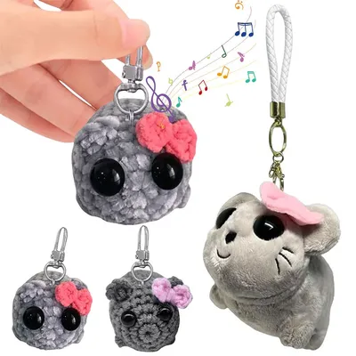 Sad Hamster Meme Sound Music Plush Toy Sad Hamster Keychain Kawaii Sad Hamster Plush Toy for Car