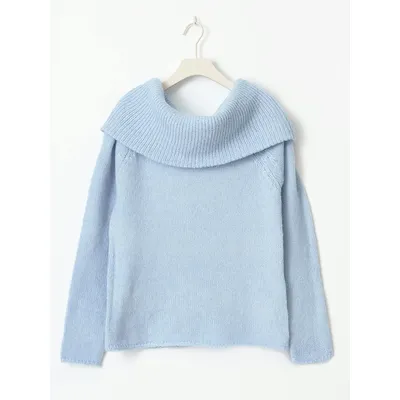 Women s Boat Neck Off Shoulder Sweater Long Sleeve Loose Knit Pullover Solid Color Crop Top Knitwear