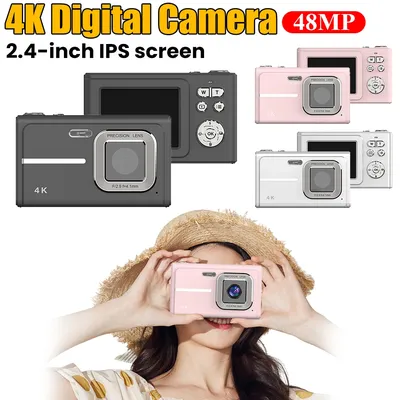 4K Digital Camera 2.4inch Screen Compact Cameras 48MP 1080P HD 16x Digital Zoom Vintage Vlog Video