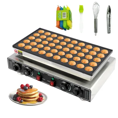 1 Set Stainless Steel 50-Hole Electric Waffle Maker Including 1 Clip 1 Egg Beater 2Brush 4 Cleaning