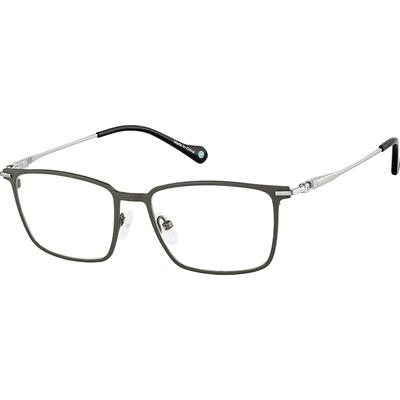 Zenni Men's Rectangle Glasses Gray Titanium Full Rim Frame