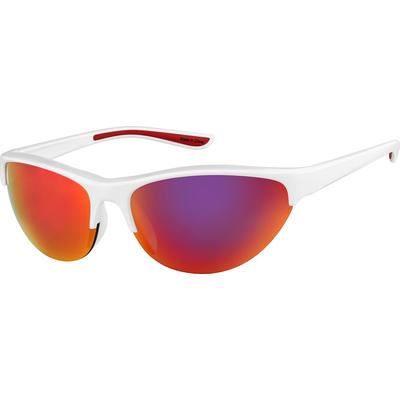 Zenni Women's Vintage Cat-Eye Sunglasses White With Rose Gold Mirror Plastic Frame