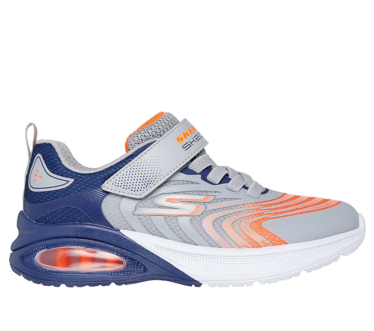 Skechers Boy's Microspec Max Advance - Vortivox Sneaker | Size 1.0 | Gray/Navy | Textile/Synthetic