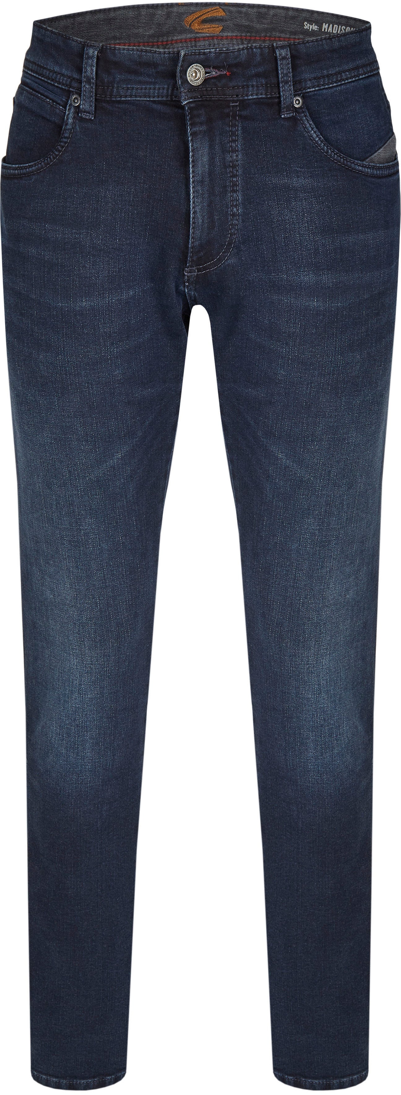 5-Pocket-Jeans CAMEL ACTIVE "MADISON", Damen, Gr. 36, Länge 30, blau (dunkelblau, used), Denim/Jeans, Obermaterial: 92% Baumwolle, 6% Elastomultiester, 2% Elasthan, leichte Abriebeffekte, schmal lang, Jeans 5-Pocket-Jeans, leichter Used-Look