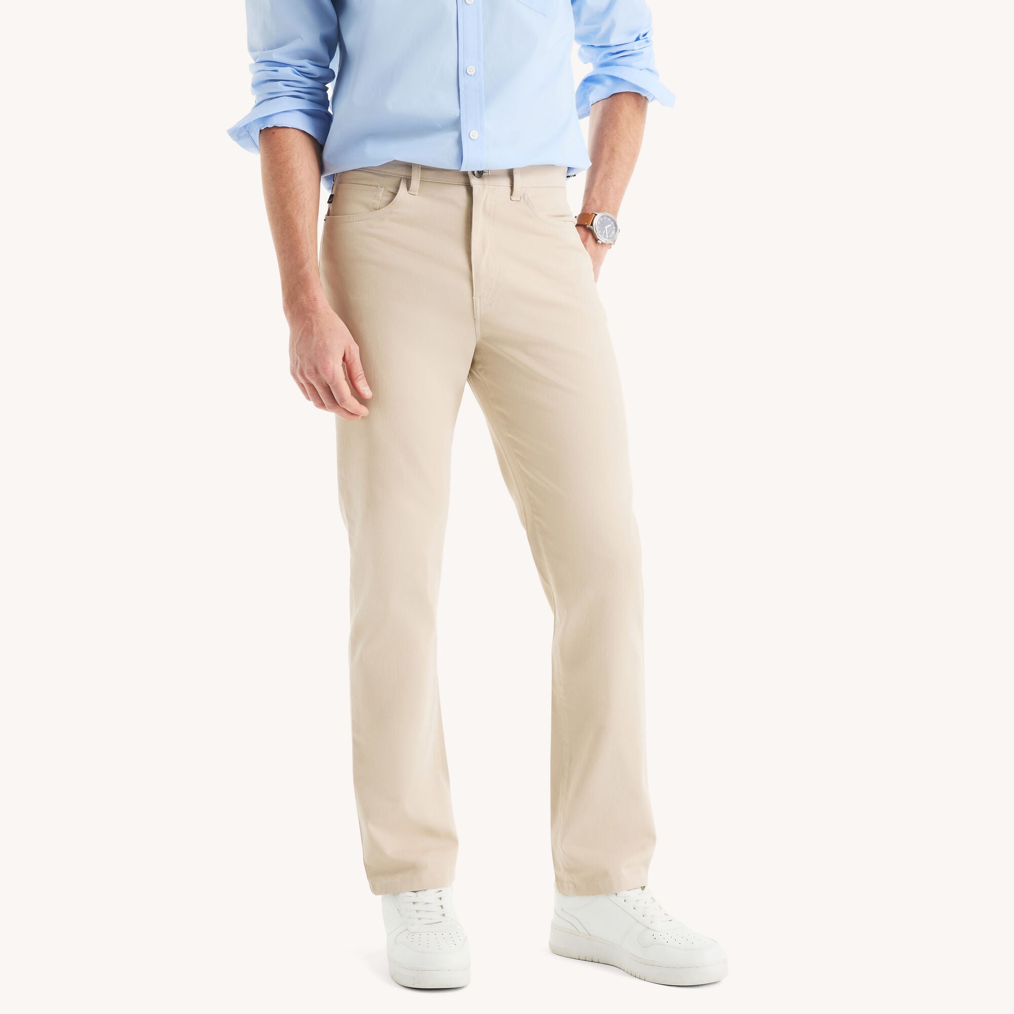 Nautica Men's Straight Fit Stretch Pant 150 (True Stone), 33x32