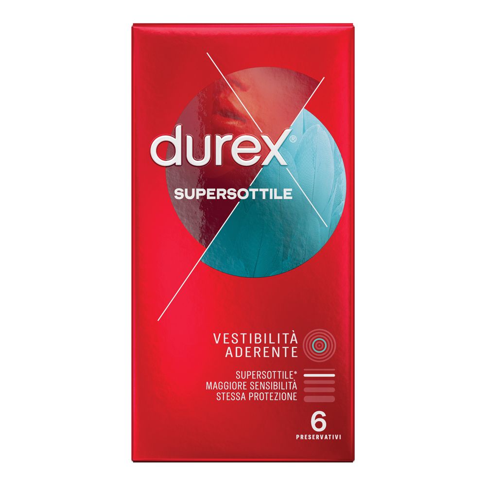 Durex SuperSottile, Preservativi Ultra Sottili Vestibilità Aderente, 6