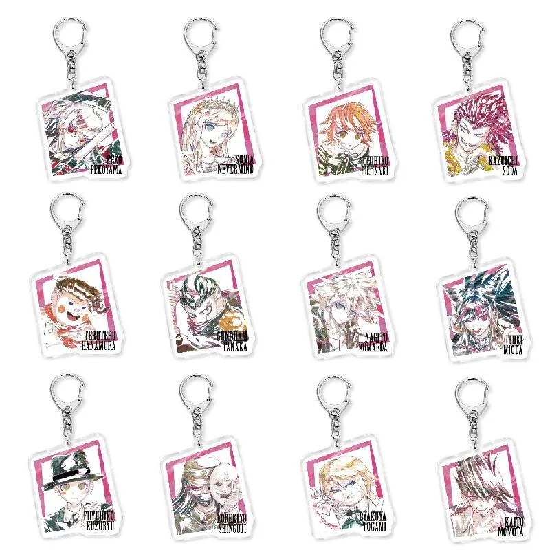 Neuer Danganronpa:Trigger Happy Havoc Schlüsselanhänger Cosplay Nagito Komaeda Hinata Hajime Anhänger Schlüsselanhänger für Frauen Männer Schmuck Geschenk Image