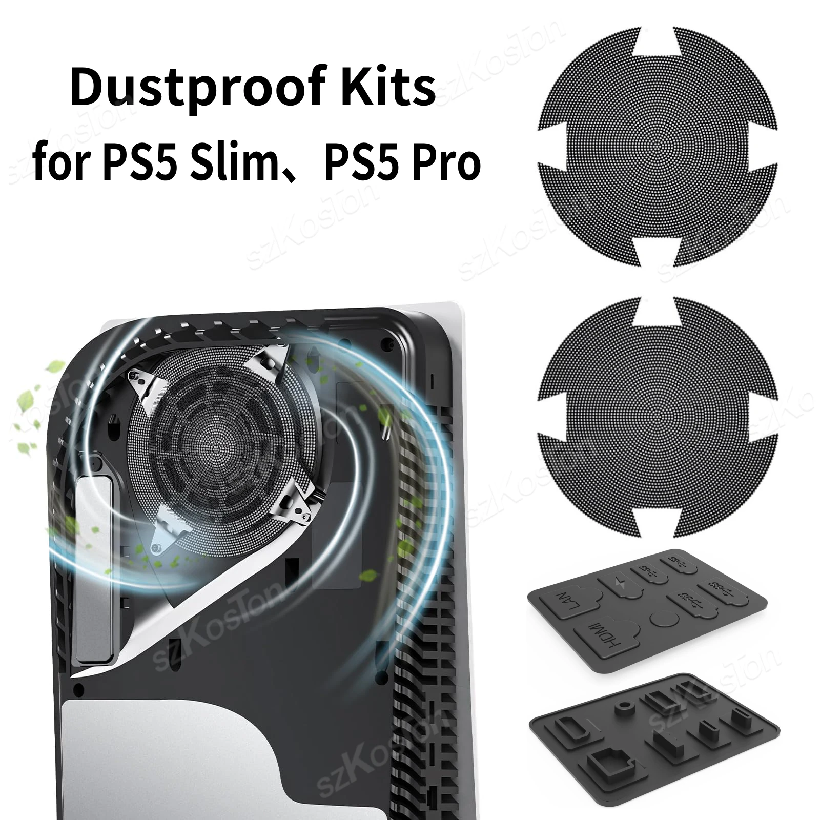 Lüfter Lüftungsschlitze Staubfilter für PS5 Slim PS5 Pro Zubehör Spielkonsole Staubdichte Kits Silikon Staubstecker Set Image