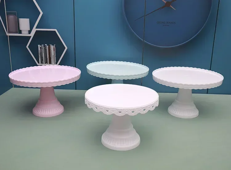 Geburtstag Dessert Tischdekoration Kunststoff hochfüßige Kuchen Tablett Rack Hochzeitsdekoration Einstellung Tisch Kuchen Display Rack Image