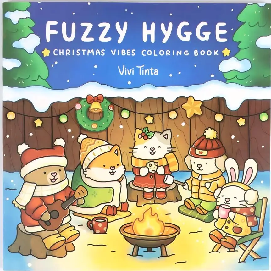 Fuzzy Hygge Weihnachts-Malbuch für Erwachsene und Jugendliche – festliche Winterszenen im 48-Seiten mit niedlichen pelzigen Tieren, perfektes Geschenk Image