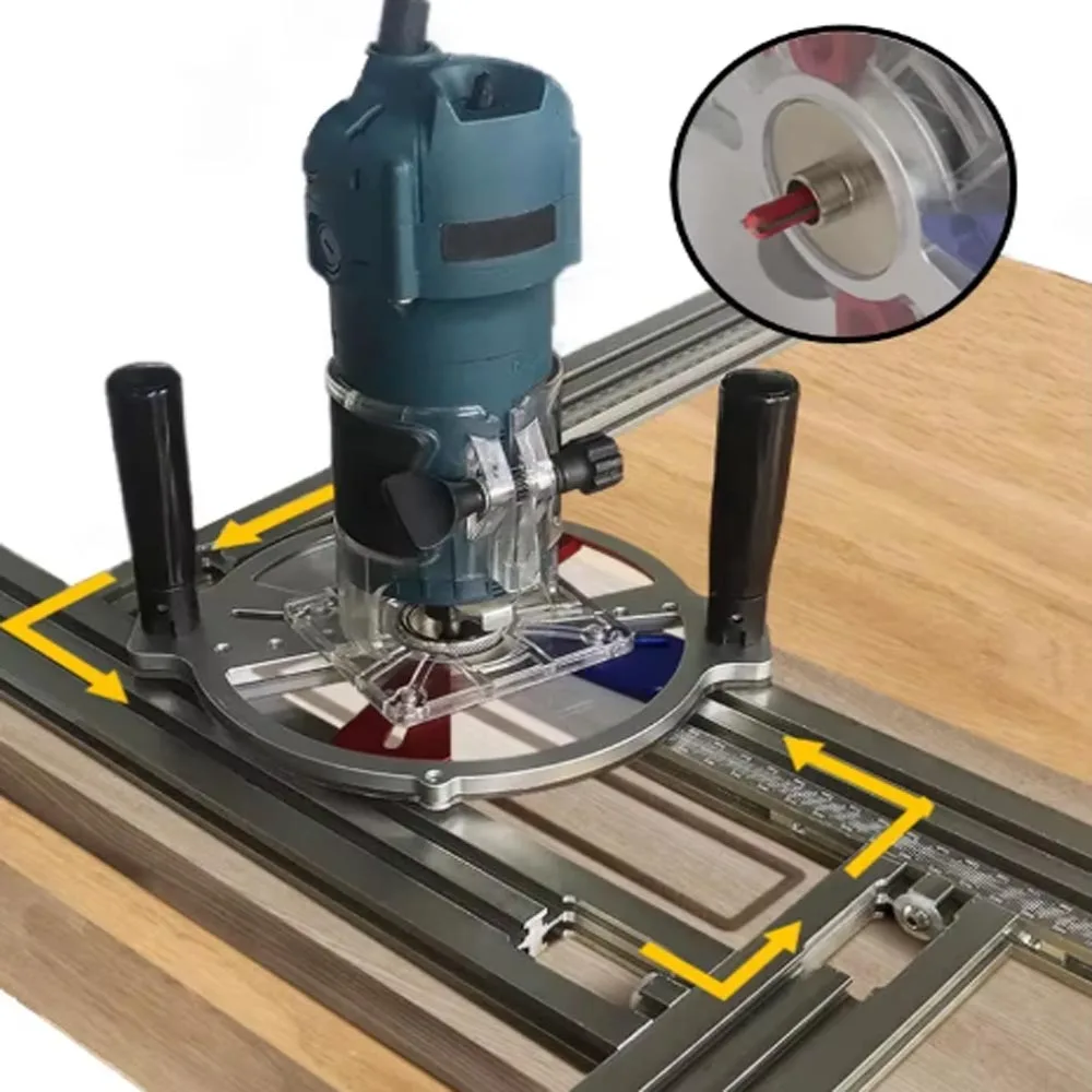 Router-Vorrichtungsrahmen für die Holzbearbeitung, verstellbare quadratische Router-Schablonenführung, Rillen-Fräsvorrichtung 53 cm/21 Zoll, Quadrate und Rechtecke Image