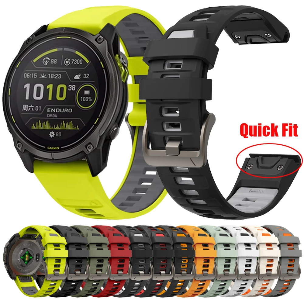 1:1 Fenix8 Uhrenarmband für Garmin Enduro 3/Fenix 8 47 mm 51 mm E 7 7X 6 6X 5 5X/Epix Pro QuickFit 22 mm 26 mm Silikonarmband Image