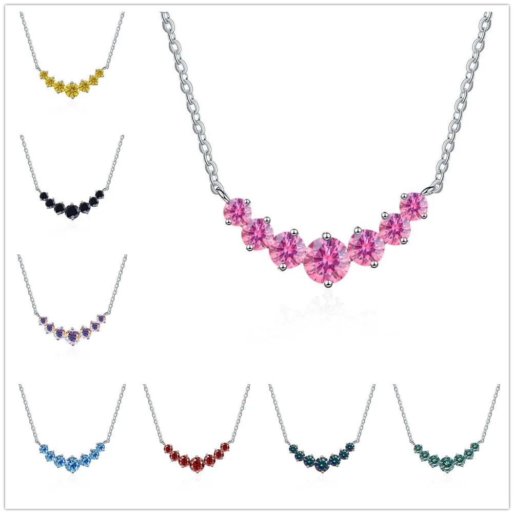 Insgesamt 2,8 Karat Moissanit-Anhänger-Halskette für Charm-Dame, 925er Sterlingsilber, Hochzeits-Edelschmuck mit Zertifikaten Image