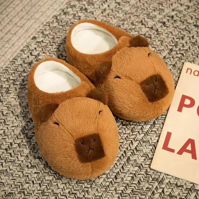 Capybara-Plüsch-Hausschuhe, Cartoon, schöne weiche Tiere, Plüsch-Schuhe, gemütliche, bequeme Kapybara-Sandalen, warme Winter-Hausschuhe für den Innenbereich