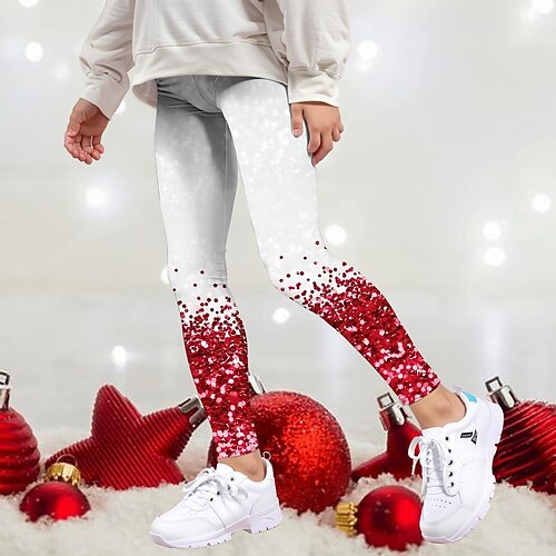 Mädchen 3D Graphic Weihnachtshose Hose Gamaschen Frühling Herbst Aktiv Basic kinderkleidung 4-12 Jahre Outdoor Casual Täglich Regular Fit Image