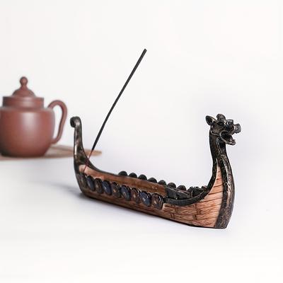 TEMU 1pc Dragon Boat Incense Burner Antique-style Resin Aromatherapy Furnace Incense Holder For Home Decor And Indoor Accents