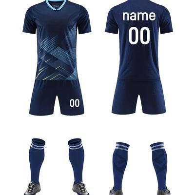 TEMU Men's Custom Polyester Fiber Soccer Sets, Quick-dry Jersey And Shorts Set With Socks, Ideal For Football Training And Sports Activities /summer/autumn.