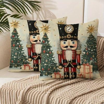 TEMU Jieyoumi Set Of 2 Christmas , , , , , Mixed , Polyester, Decorative Pillowcases For Sofa , 18x18