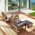 PatioFestival 5 Pieces Wicker Patio Furniture Set Outdoor Conversation Set Porch Balcony PE Rattan Cushioned Chairs with Ottoman and Side Table(Blue)