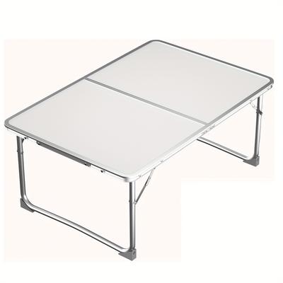 TEMU Low Folding Camping Table, Lightweight Aluminium Picnic Table Laptop Bed Table, Portable Lap Desk, For Picnic/camping Or Eating Breakfast, Reading, Watching Movie On Bed/couch (white, 60cm) Image