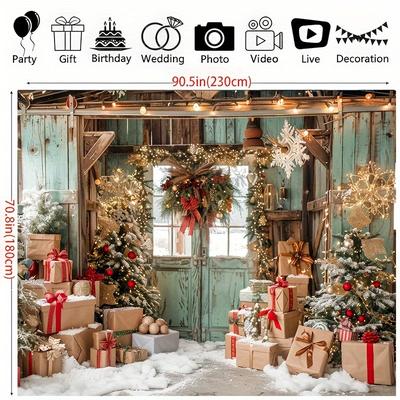 TEMU 1pc Christmas Backdrop Cloth, Wooden & And , , For Decor, Display, , Photography , No Needed, 39x59inch/70.8x90.5inch