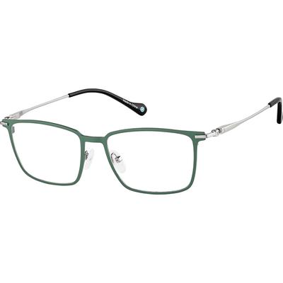 Zenni Men's Rectangle Glasses Green Titanium Full Rim Frame