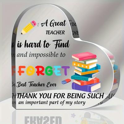 TEMU 1pc Acrylic Teacher Appreciation Paperweight - Thank You Gift For Teachers, Appreciation Week, Birthday, Best Teacher Ever Keepsake - No Electricity Required