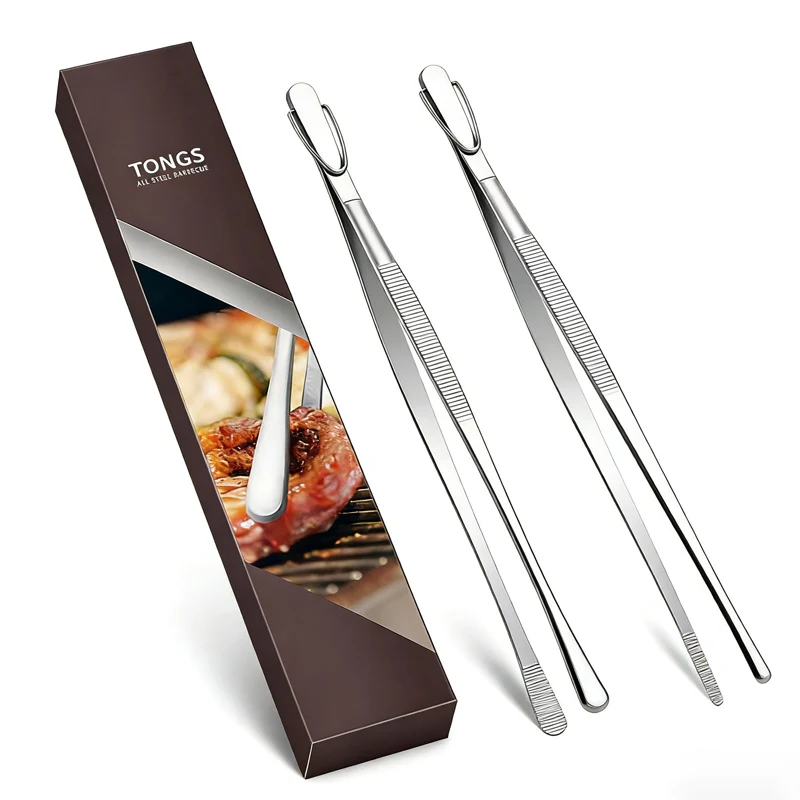 2 pièces pince à épiler pince à épiler fine pince à épiler extra-longue en acier inoxydable 304 pince à épiler pour la cuisine des aliments cuisson des aliments de mer et BBQ