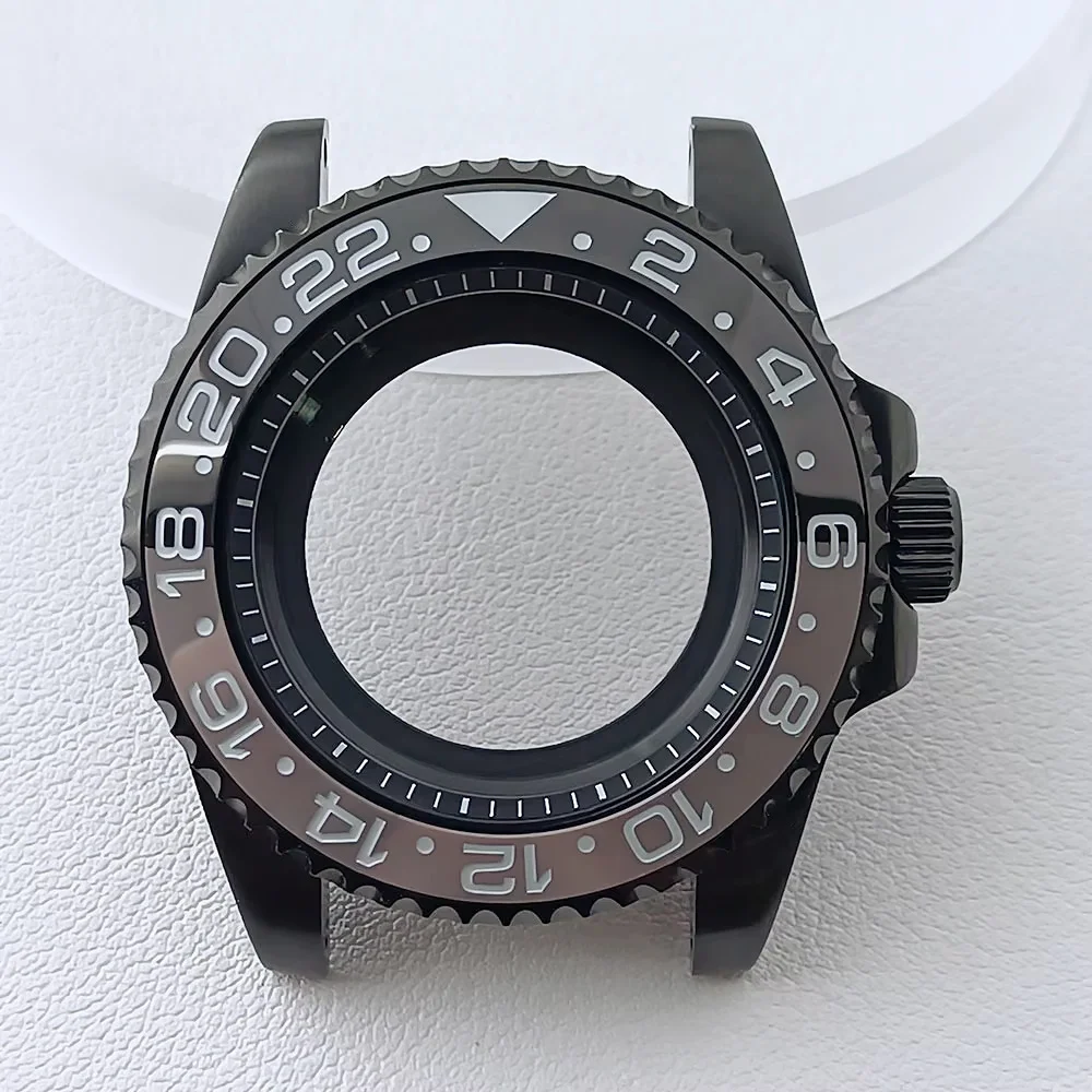 NH35 GMT-Gehäuse, 40,5 mm, Herrenuhr, silbrig, Ganzkörperspiegel, passend für NH34, NH35, NH38-Uhrwerk, Saphirglas, Uhrenbox, 28,5 Zifferblatt Image