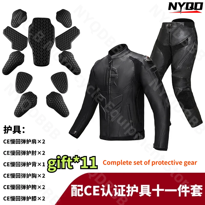 Motorrad Reit anzug Winter Anti Drop Reithose Ritter wind dicht Herren Damen Motorrad Lederjacke Lederhose Set Image