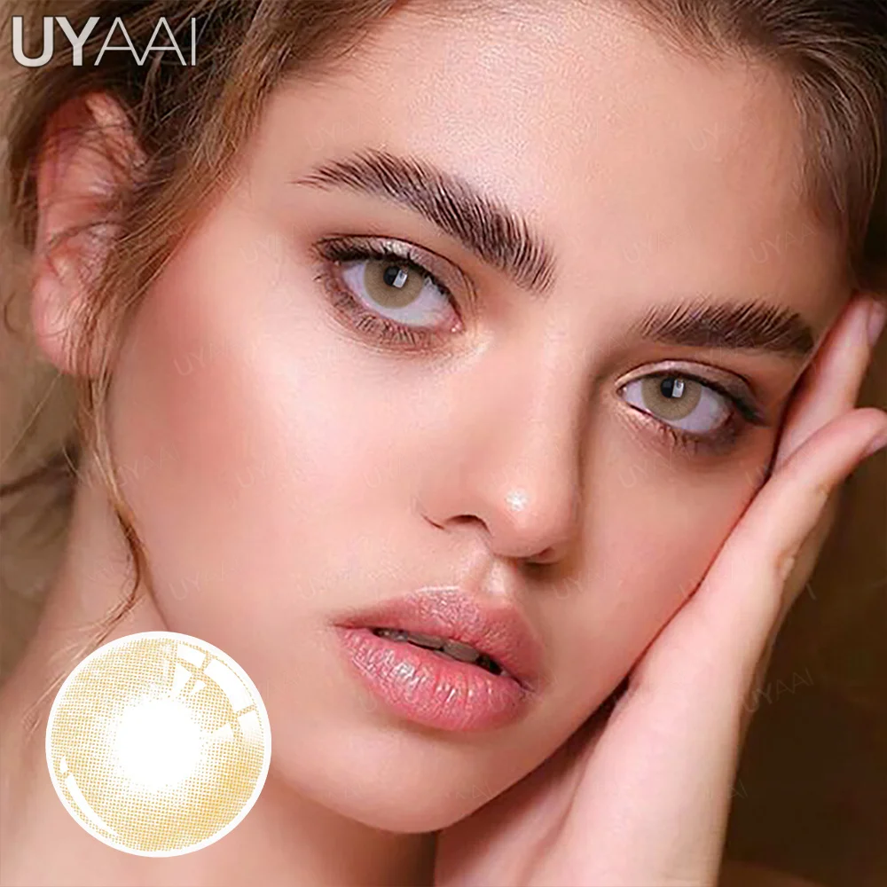 UYAAI 1 paire de lentilles de contact colorées pour les yeux, lentilles brunes naturelles, lentilles de beauté, lentilles grises, lentilles de contact pour femme, lentilles de qualité