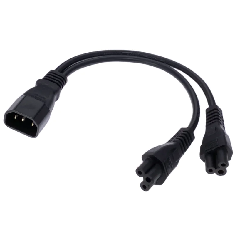 Strom-Y-Splitter-Adapterkabel, einzelnes IEC 320-C14-Stecker auf Dual-C5-Buchse, kurzes Kabel für Computer-Host-Display, 0,32 m Image