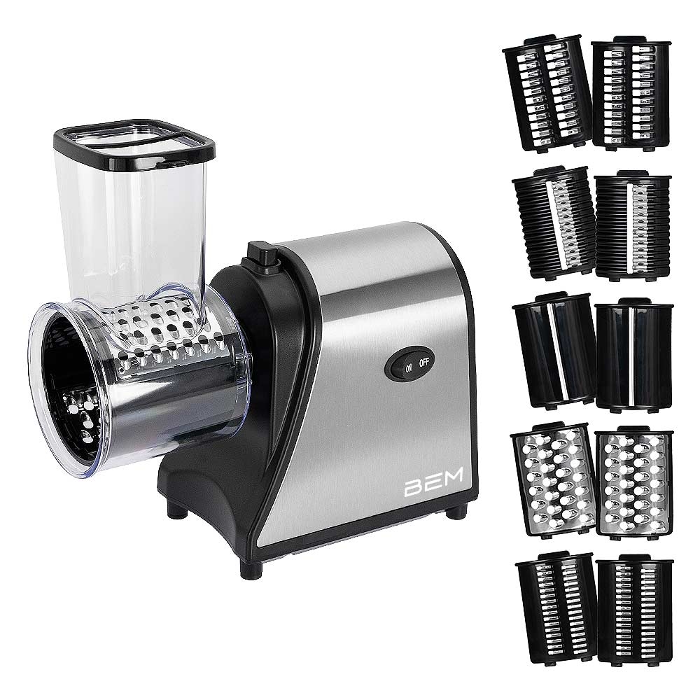 BEM Elektrischer Multifunktionsschneider 250W 5 Klingen, Anti-Rutsch-Füße, Wellenschnitt, Schneiden, Hacken, Zerkleinern, Edelstahl-Schneideeinsätzen Image