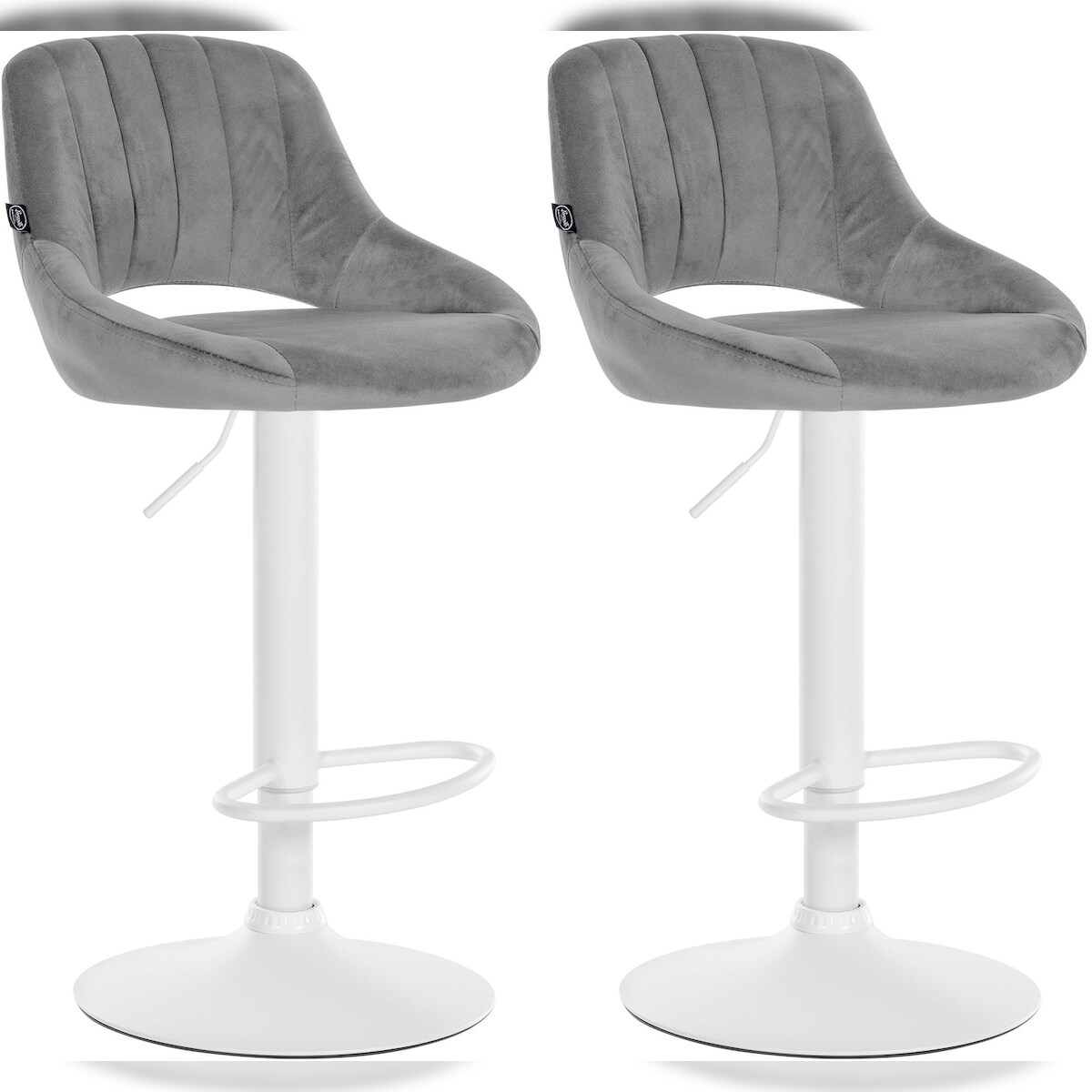 CLP 2er Set Barhocker Milet Samt dunkelgrau/Metall matt weiss Image