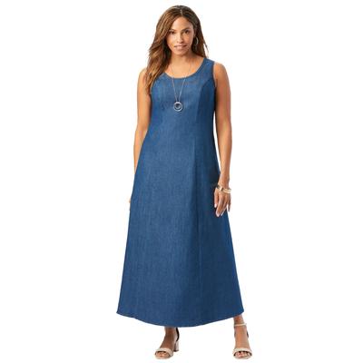 Plus Size Women's Denim Maxi Dress by Jessica London in Medium Stonewash (Size 32)