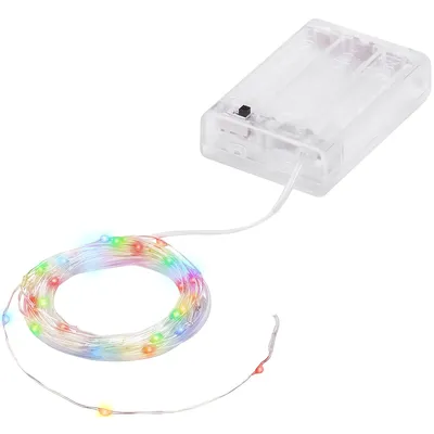 LED Micro-Lichterkette mit Batteriekasten und Timer, bunt, 20 LEDs Image