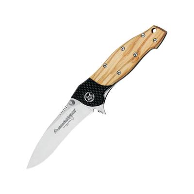 Fox Invader Linerlock Olive Folding Knife 3.75" satin finish 440C stainless blade Olive wood handle 01FX197