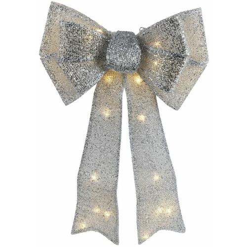 Xxl led Glitzerschleife 60cm Juteschleife Weihnachtsdeko Geschenkschleife Deko - silber